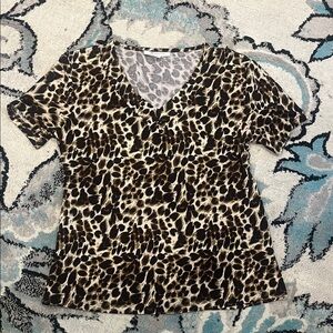 JM Collection Animal Print V-Neck Top